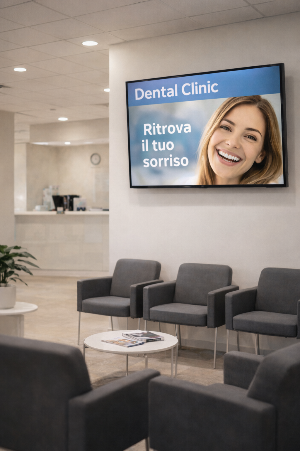 FixSlide TV interna in sala d'attesa dentista